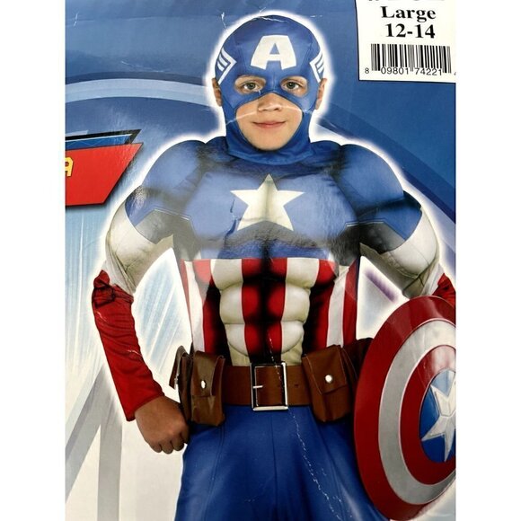 Classic Captain America Muscle Costume, Super Hero Child Large 12-14 - Picture 2 of 6